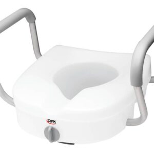 Carex E-Z Lock Raised Toilet Seat W/Adjustable Armrests # FGB30300